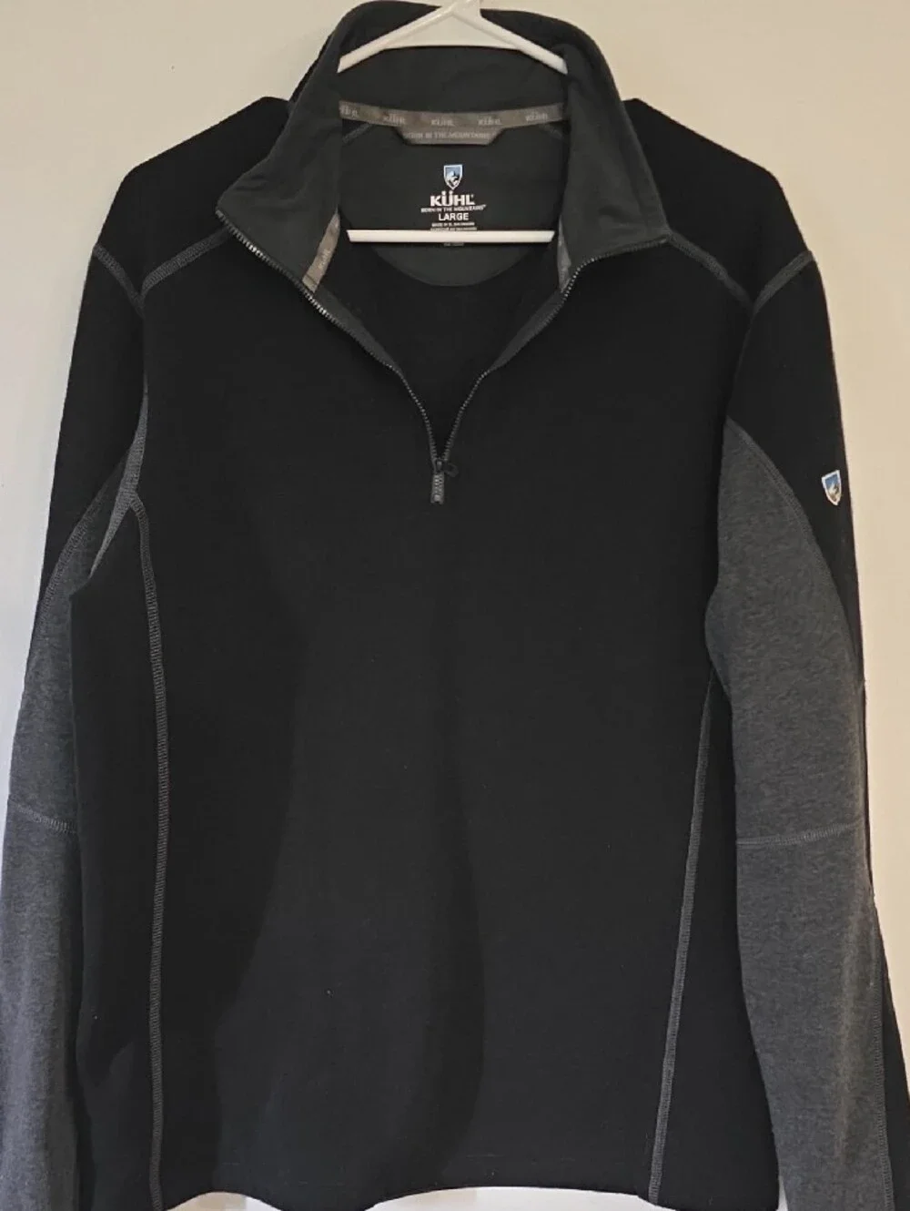 Kuhl Men's Black Half-Zip Sweater with Dark Gray Sleeves